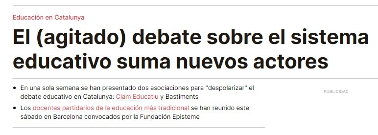 Més informació sobre l'article EL PERIÓDICO / El (agitado) debate sobre el sistema educativo suma nuevos actores