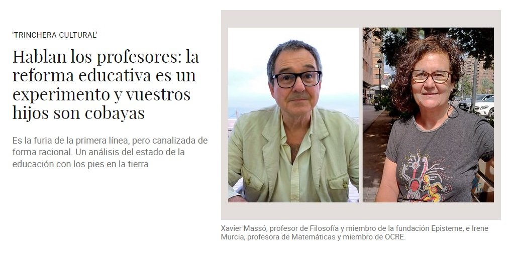 Més informació sobre l'article EL CONFIDENCIAL / Hablan los profesores: la reforma educativa es un experimento y vuestros hijos son cobayas